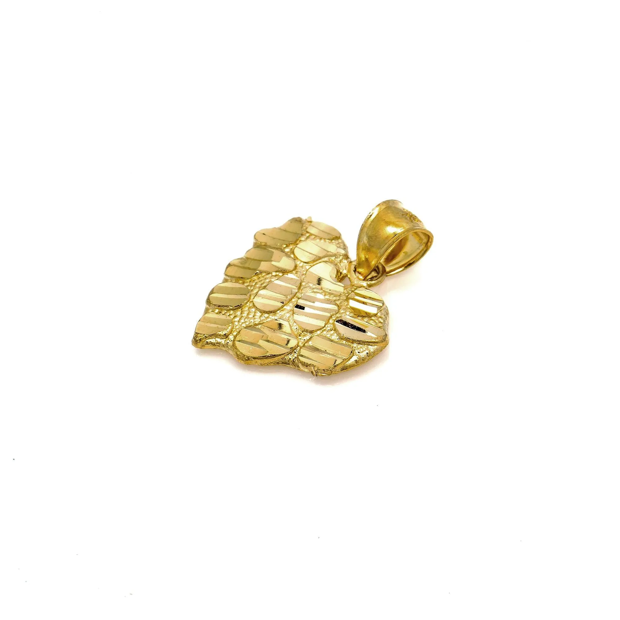 10K GOLD HEART NUGGET PENDANT 0.96"