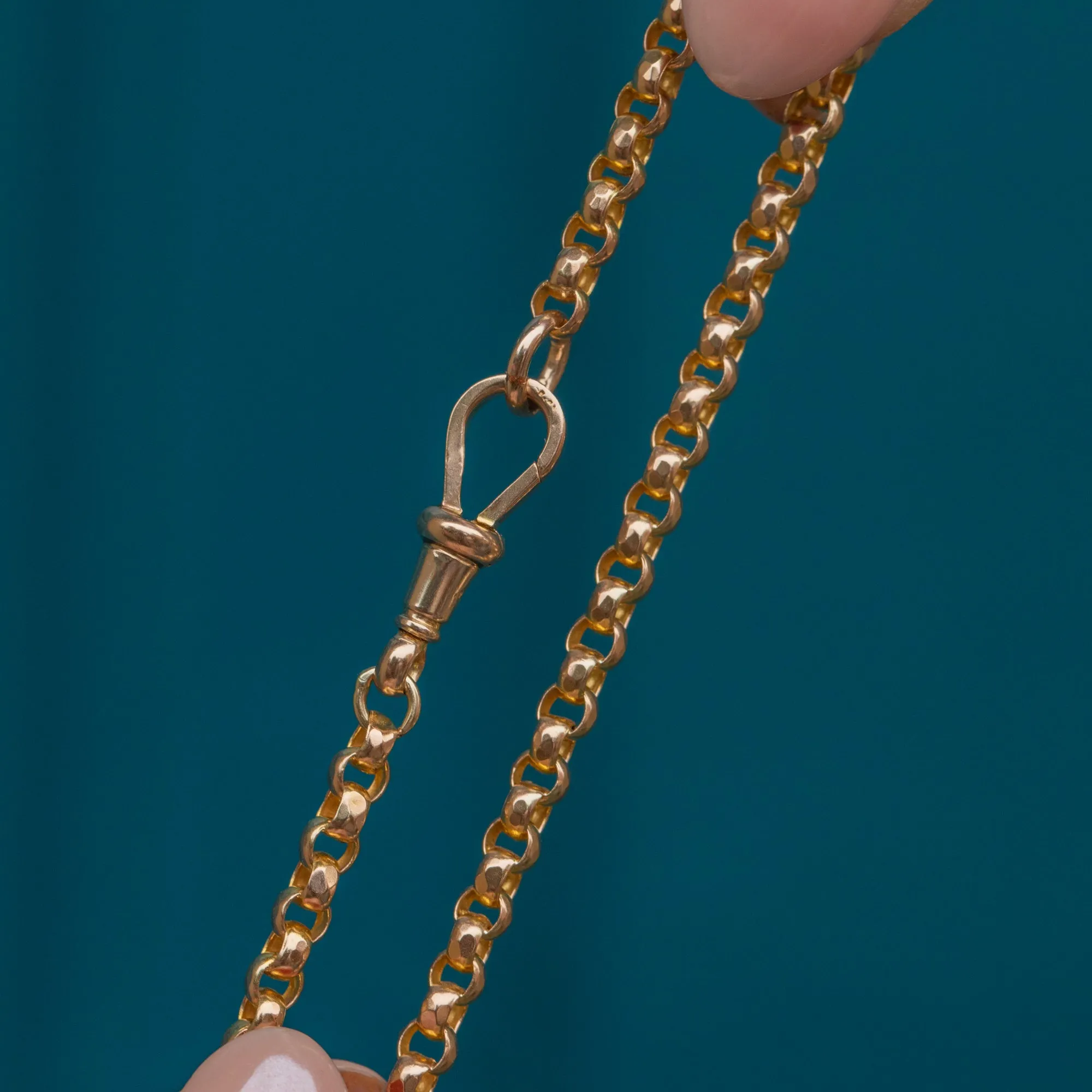 16.5" Antique 9ct Gold Belcher Chain, with Dog-Clip