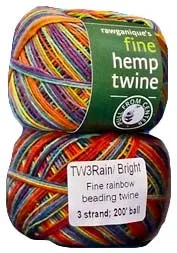 3-Strand Unwaxed Dyed Rainbow Hemp Twine