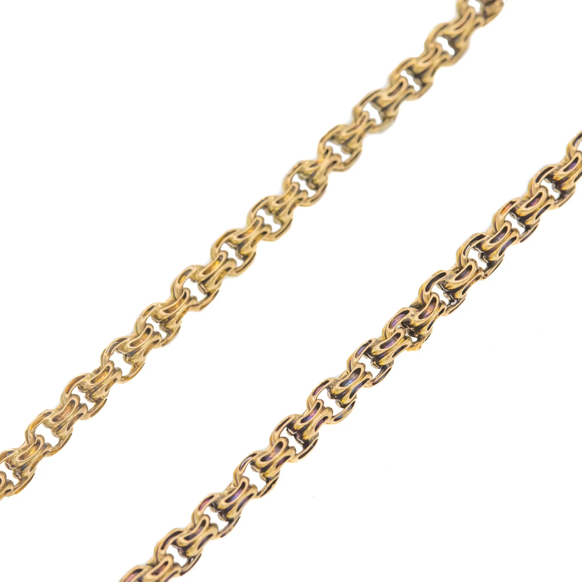 48" Antique 9ct Gold Longuard Chain, 17g