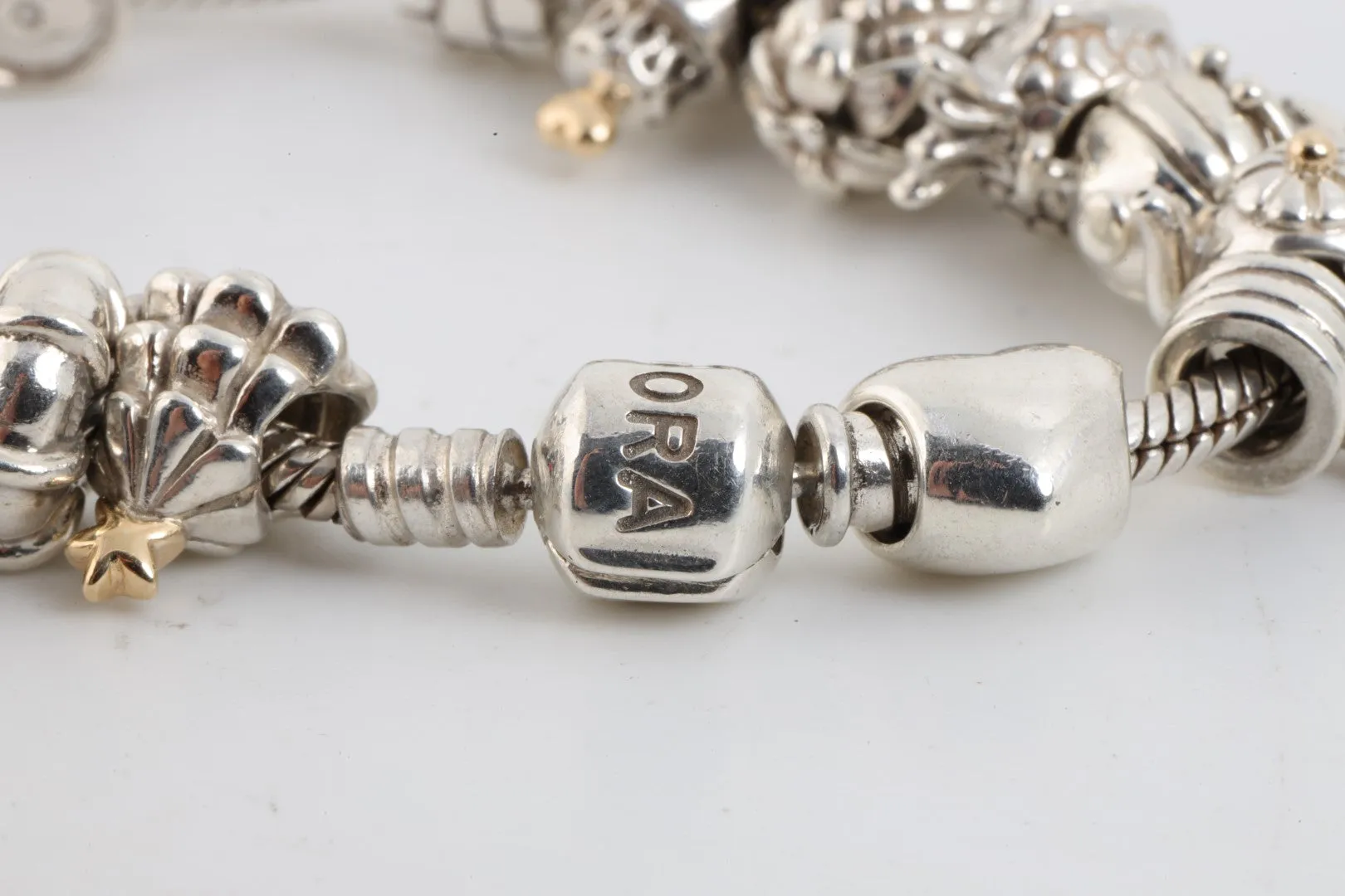 8" Pandora 925 Silver Charm & Spacer Bracelet (70.82g.)