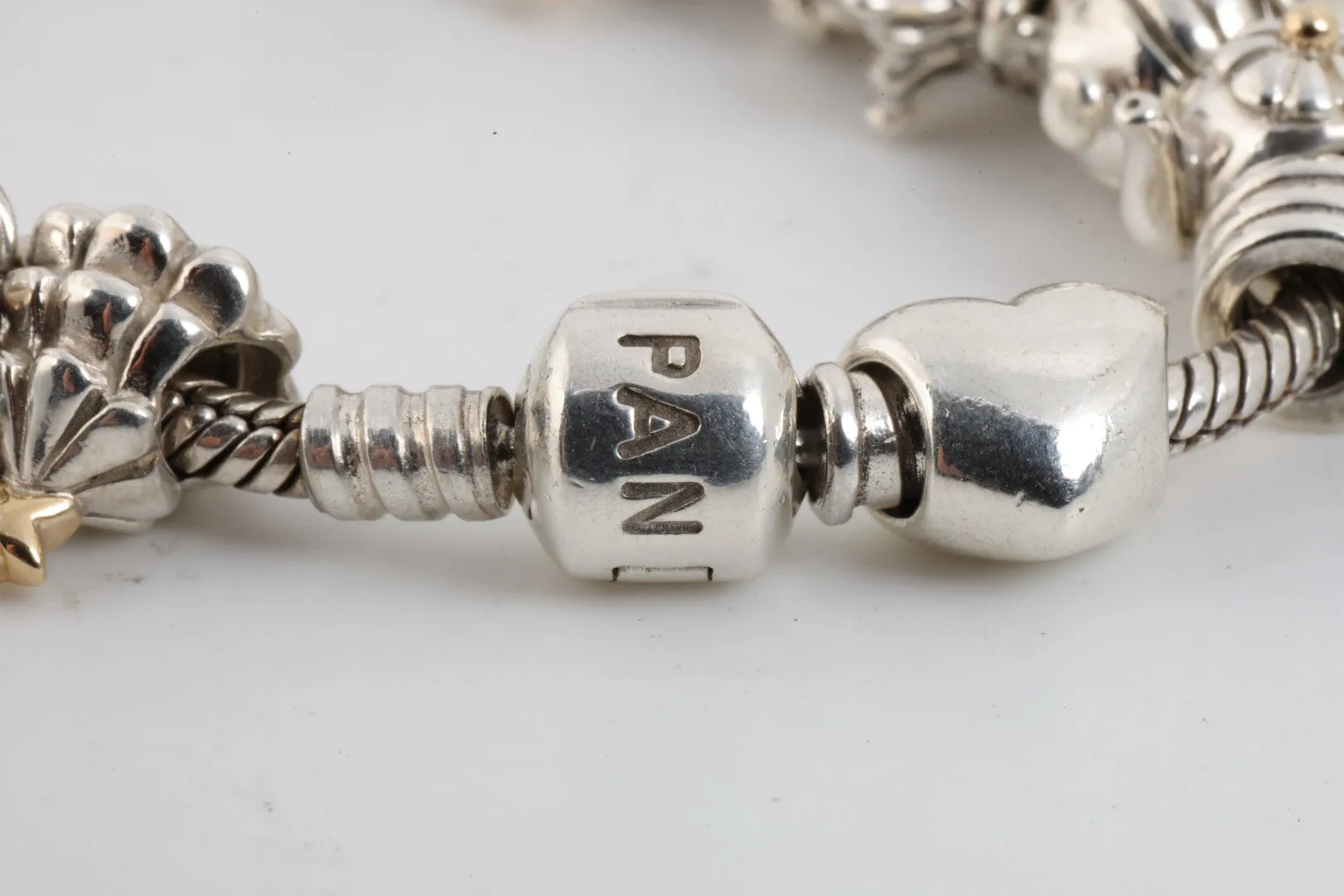 8" Pandora 925 Silver Charm & Spacer Bracelet (70.82g.)