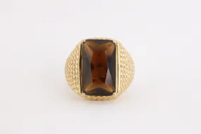 925 Gold Plated Silver 29.96tcw Topaz Ring Size 10 (13.03g.)