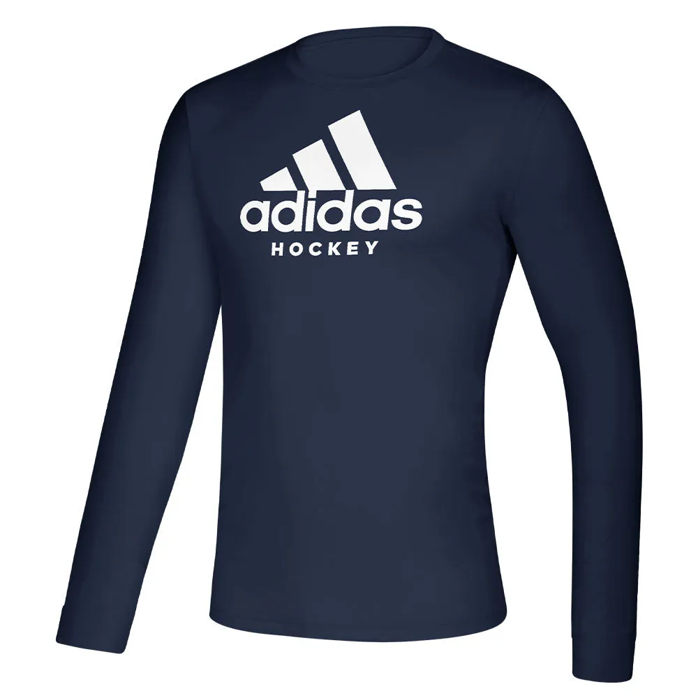 ADIDAS ADULT HOCKEY LONG SLEEVE T SHIRT - NAVY