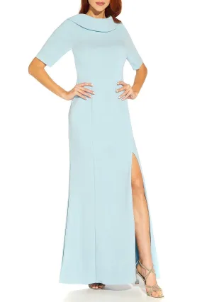 Adrianna Papell AP1E209924 Short Sleeves Back Fomal with  Slit Long Dress