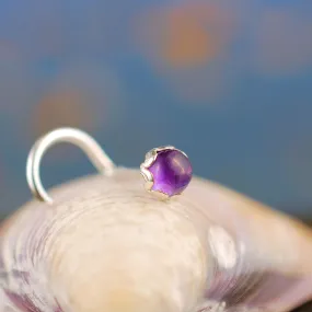 Amethyst and Silver Nose Stud in Filigree