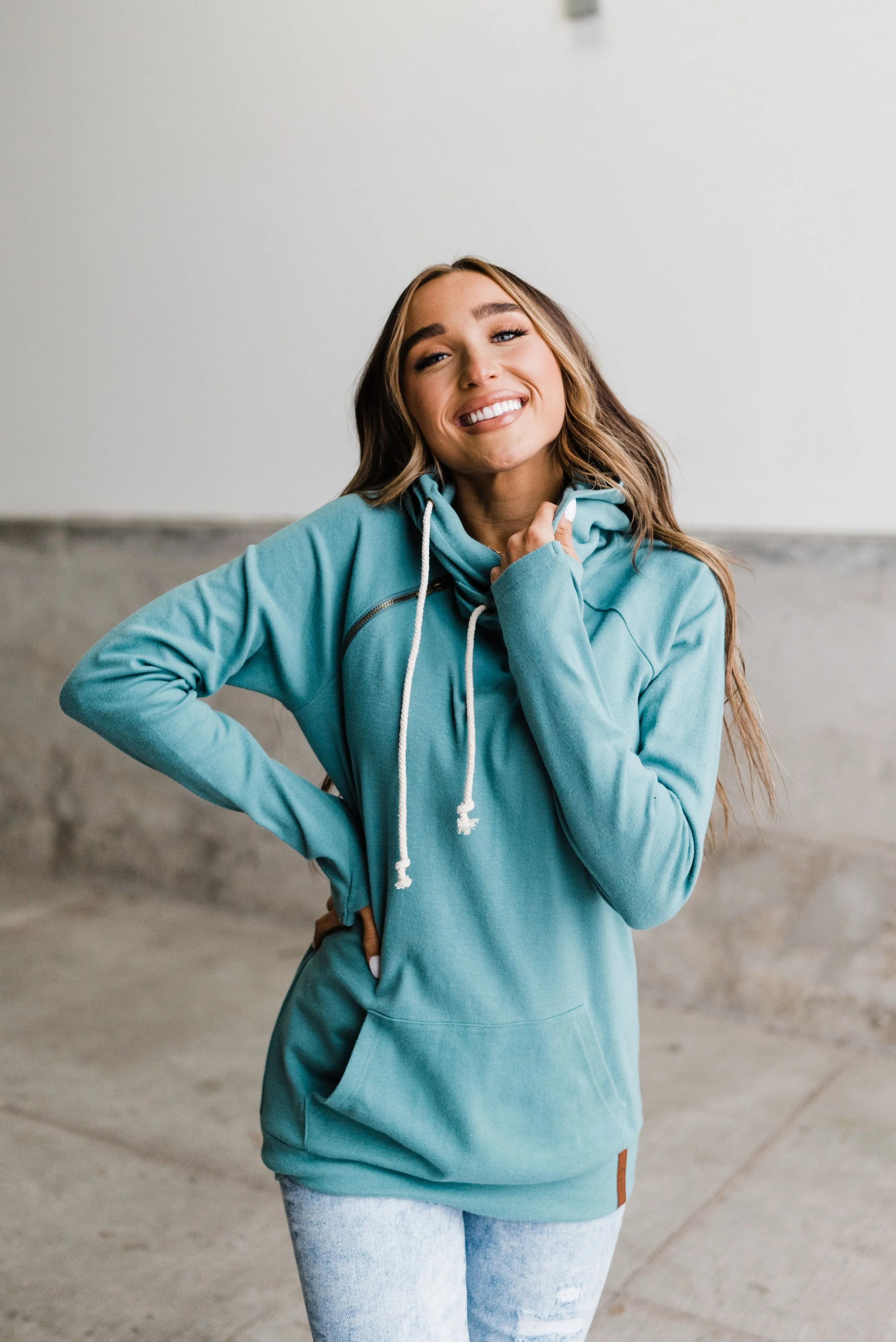 Ampersand Avenue Basic DoubleHood Sweatshirt - Turquoise