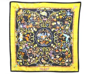 Auth HERMES Carre 90 Scarf "PIERRES D'ORIENT et d'OCCIDENT" Silk Black 1319D