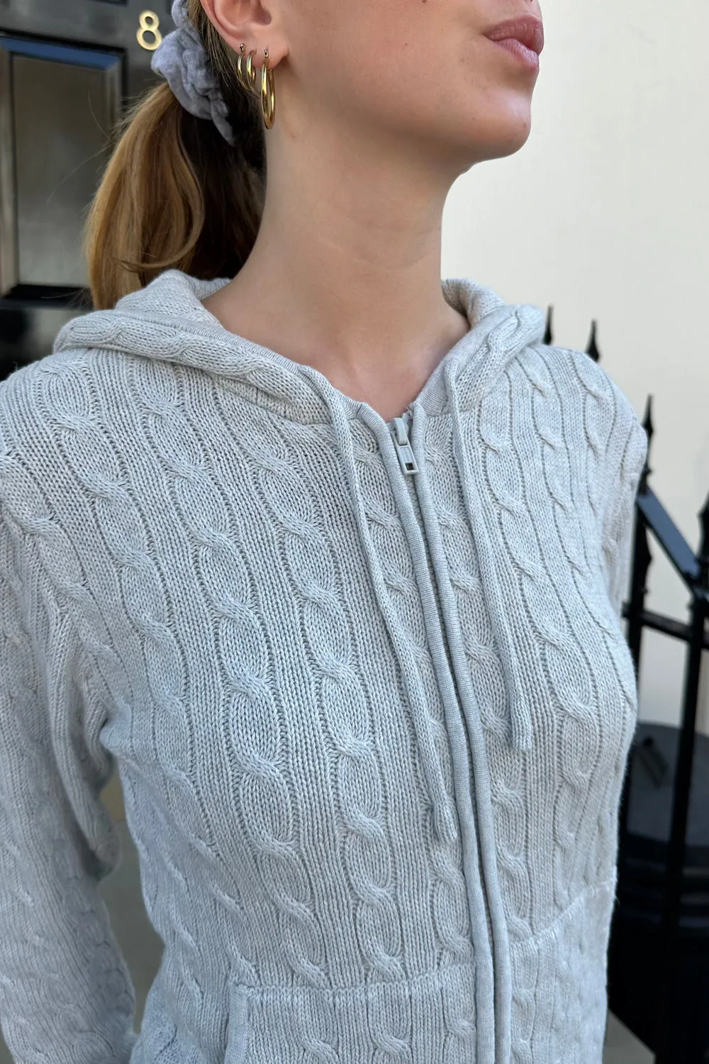 Ayla Cable Knit Zip-Up Hoodie