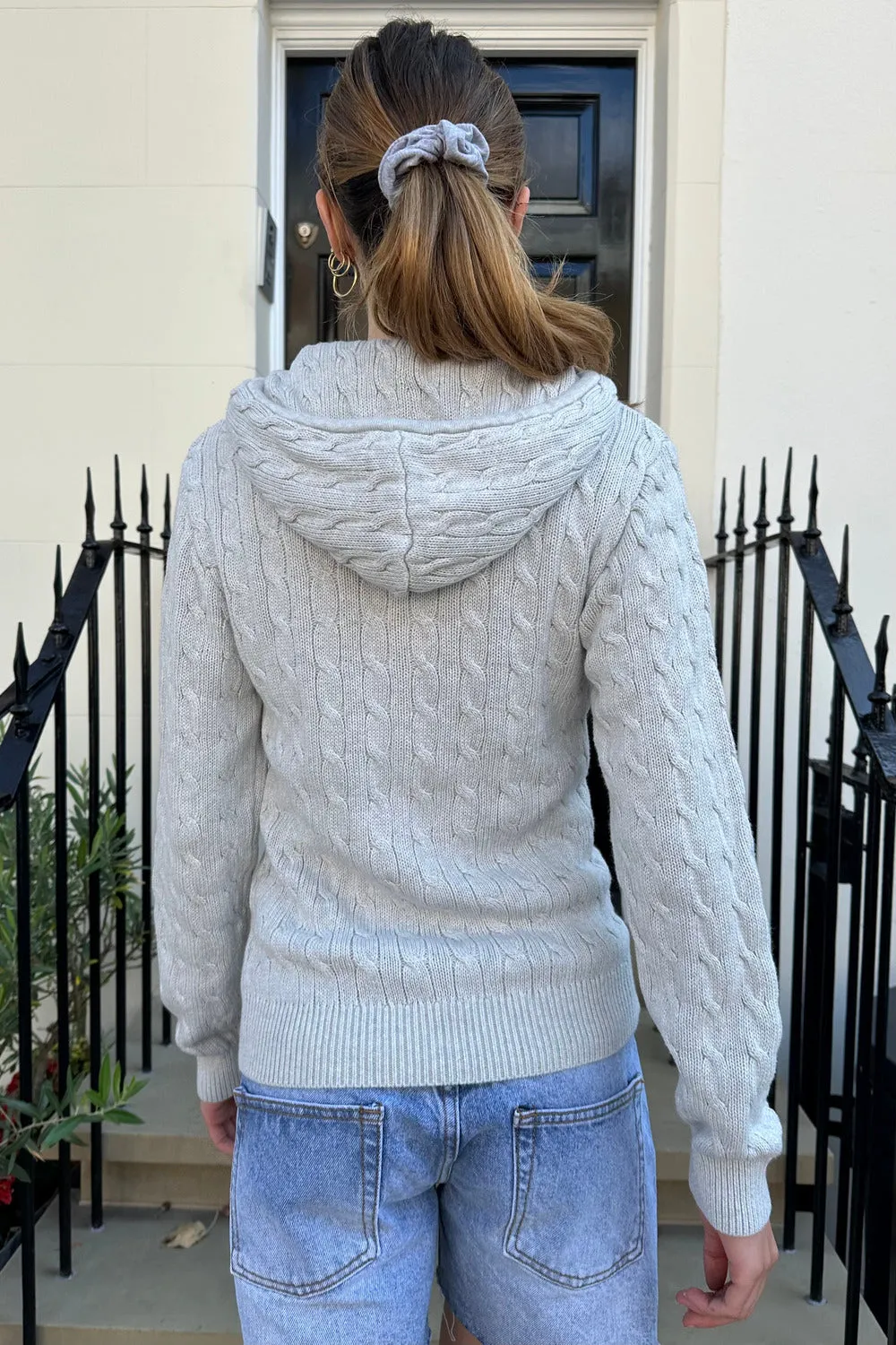 Ayla Cable Knit Zip-Up Hoodie