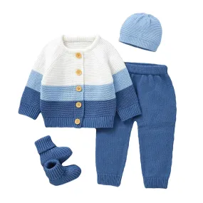 Baby Boys Knitted Blue Four Piece Set