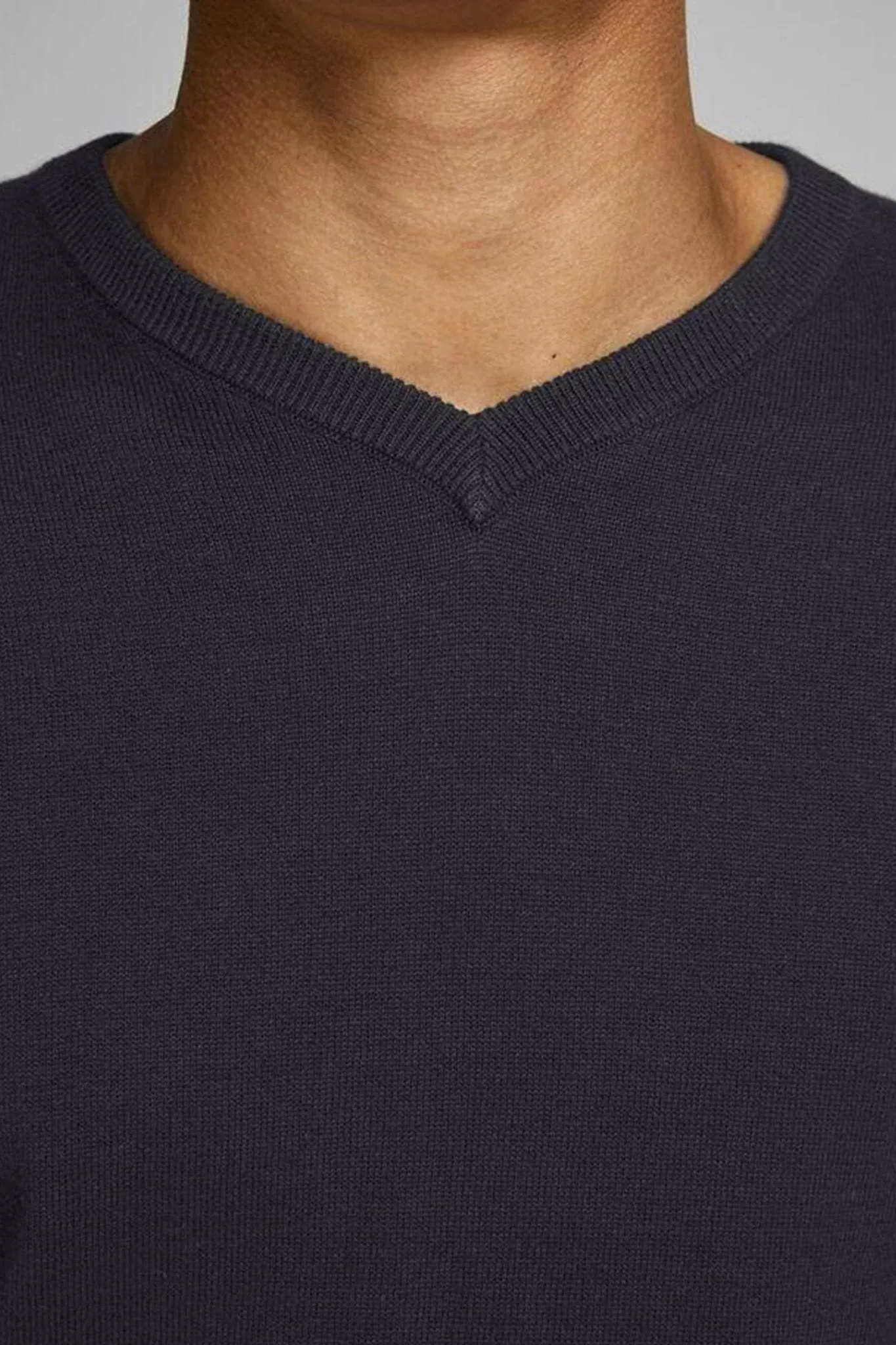 Basic knit v-neck - Sort