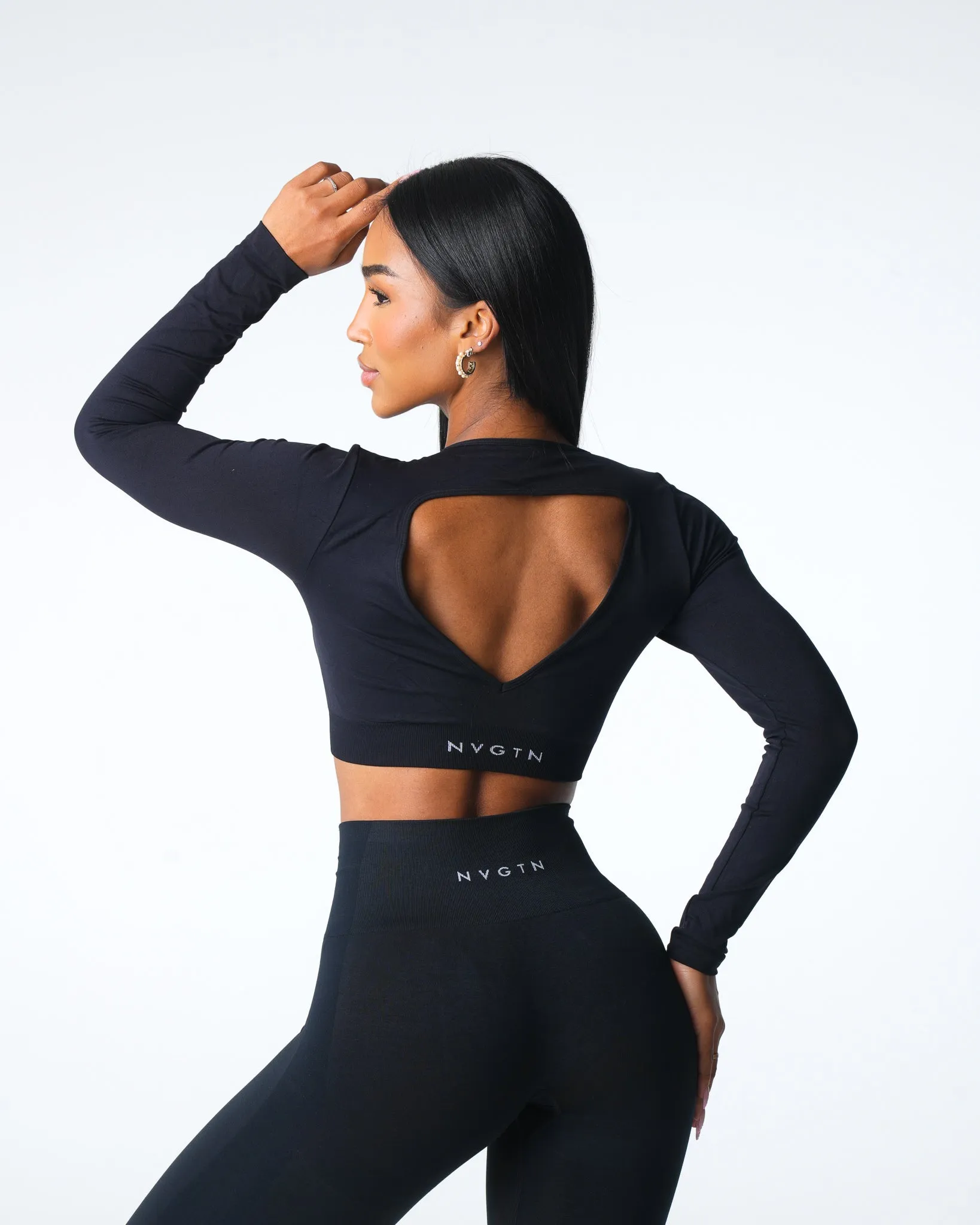 Black Journey Long Sleeve Seamless Bra Top