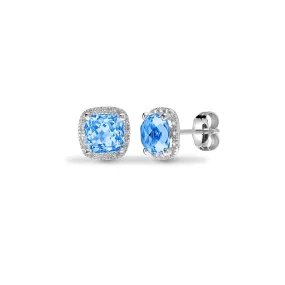 BLUE TOPAZ DROP EARRINGS IN 9K WHITE GOLD