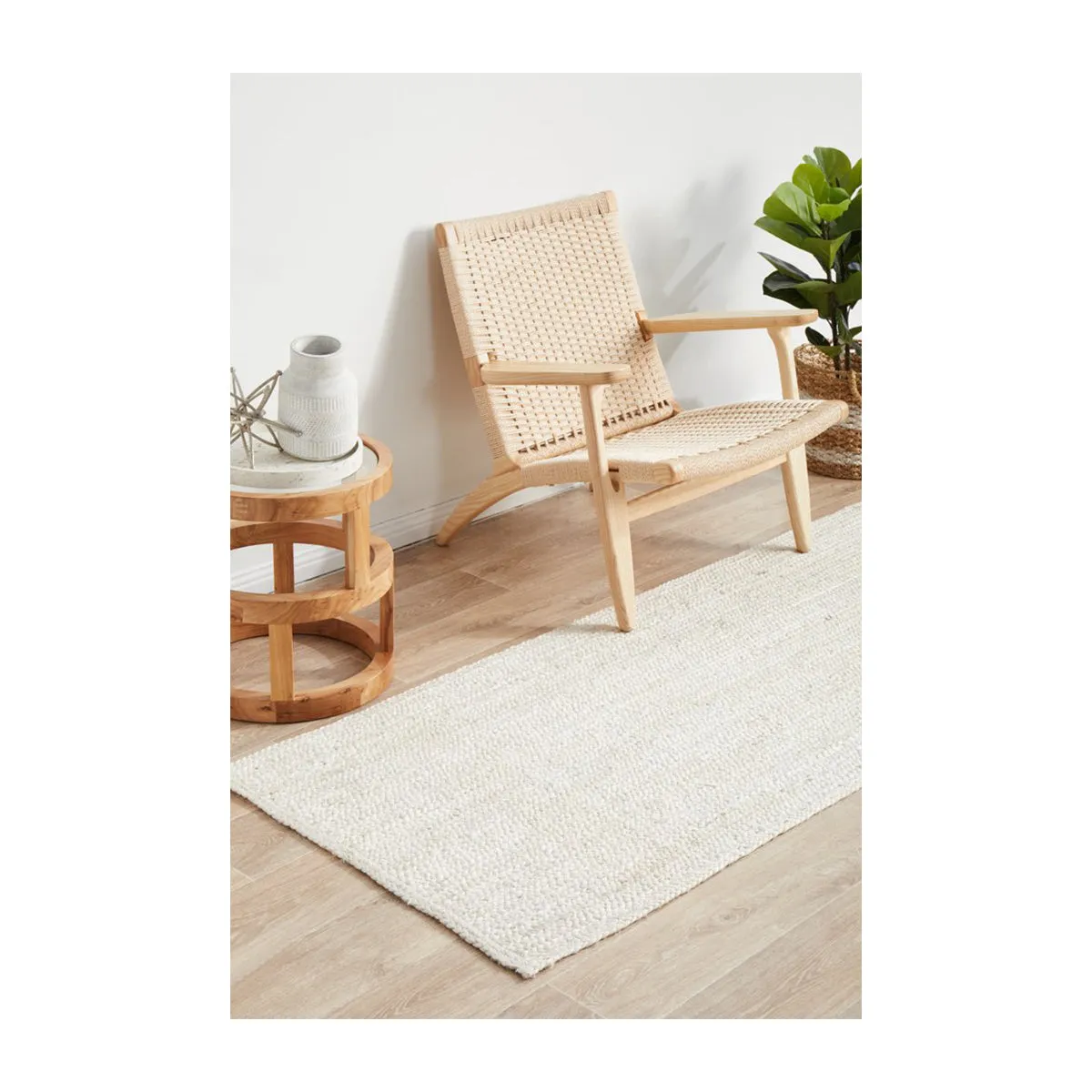 Bondi Rectangle Runner Rug (White)