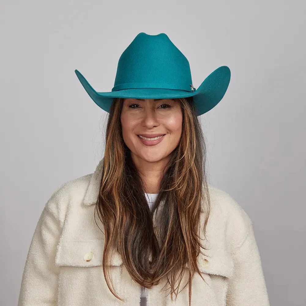 Cattleman | Womens Teal Felt Western Cowgirl Hat - Bourbon Cowgirl