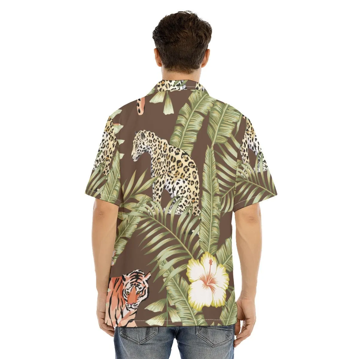 Cheetah Hibiscus - Men's Hawaiian Shirt With Button Closure