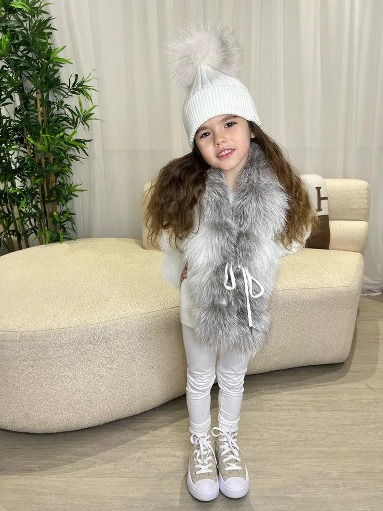 Childrens White/Two Tone Luxury Fur Cardigan