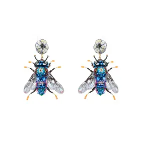 Cuckoo Bee Hand Embroidered Earrings