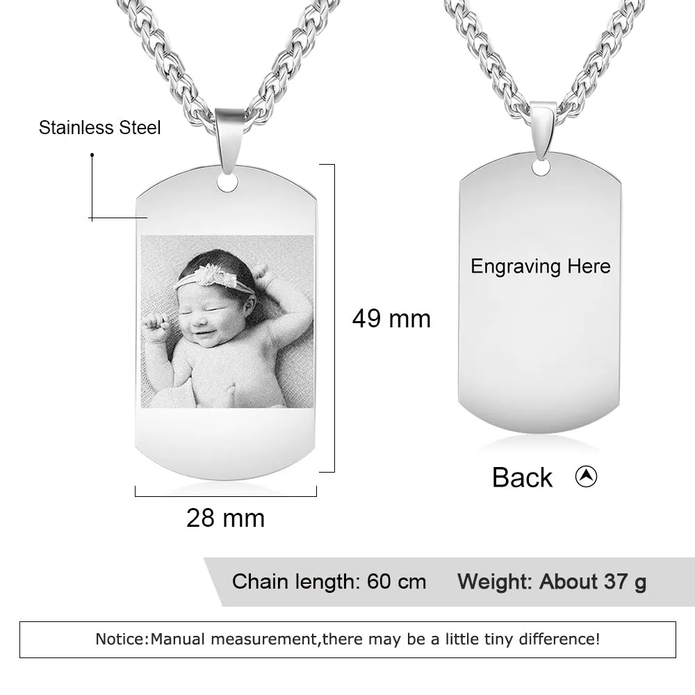 Custom Photo Dog Tag Picture Necklace- Unique Gift For New Mom