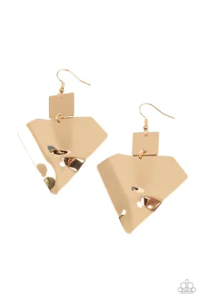 Deceivingly Deco Gold-Earrings