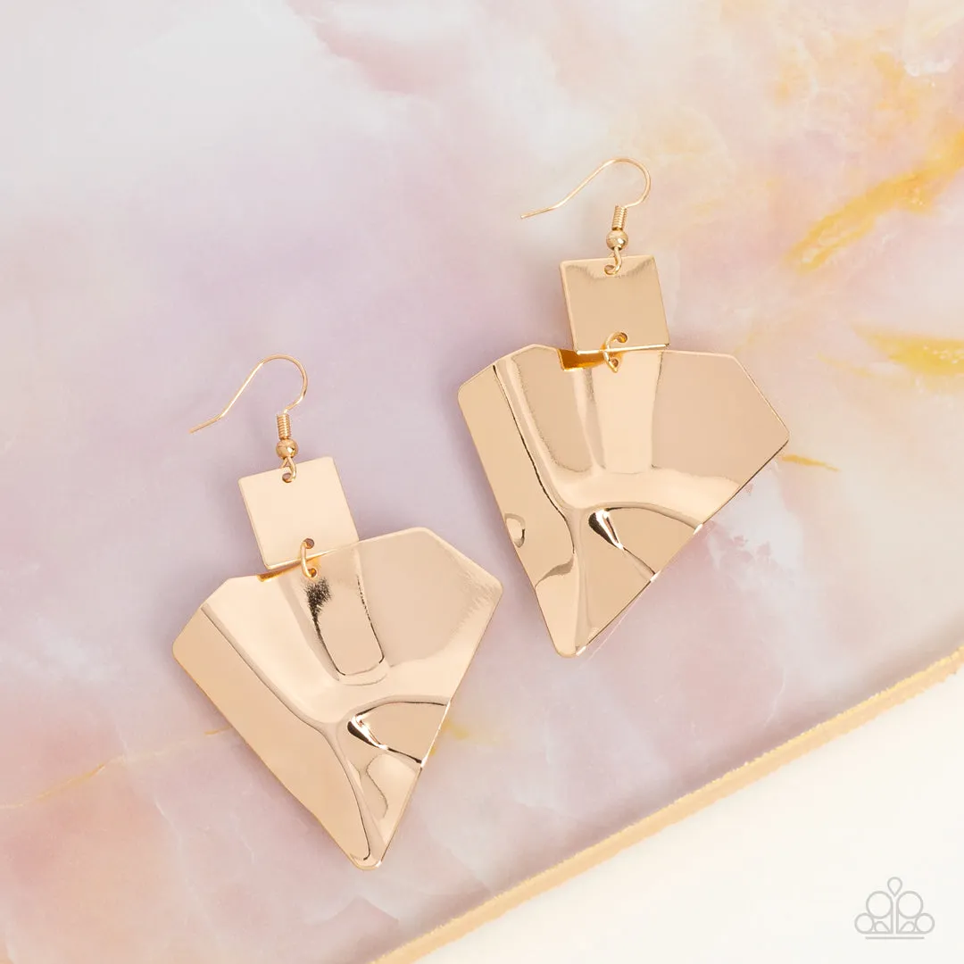 Deceivingly Deco Gold-Earrings