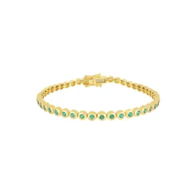 Emerald & Diamond Pillow Bezel Set Eternity Bracelet