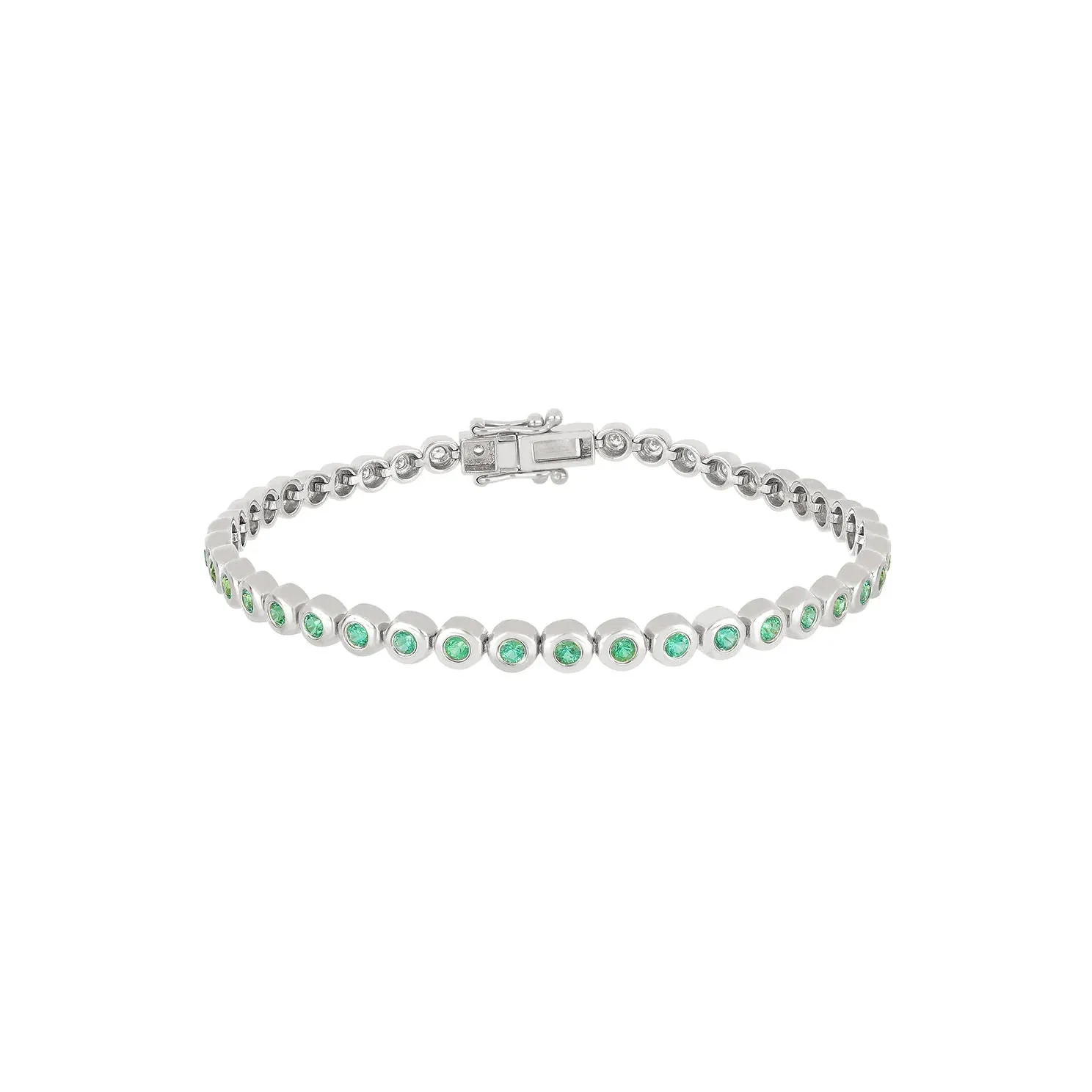 Emerald & Diamond Pillow Bezel Set Eternity Bracelet