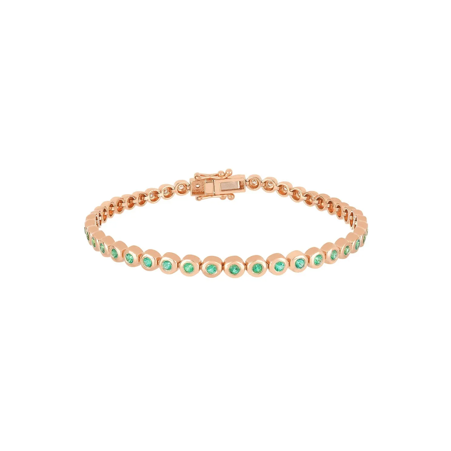 Emerald & Diamond Pillow Bezel Set Eternity Bracelet