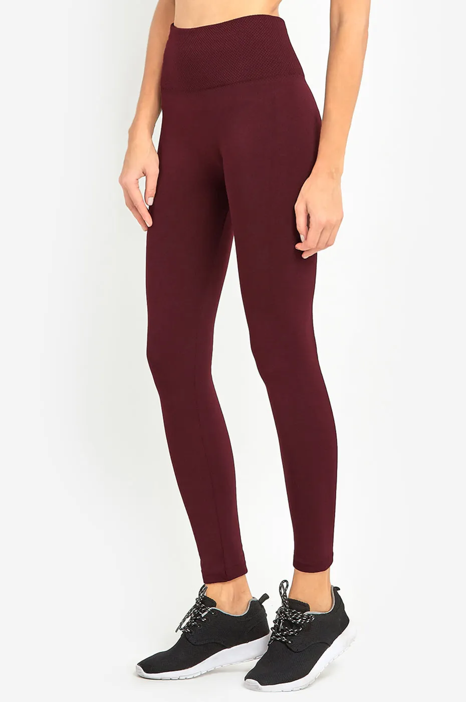 ET TU LADIES HIGH WAIST FLEECE EXTRA-WIDE BAND LEGGINGS (TX701E)