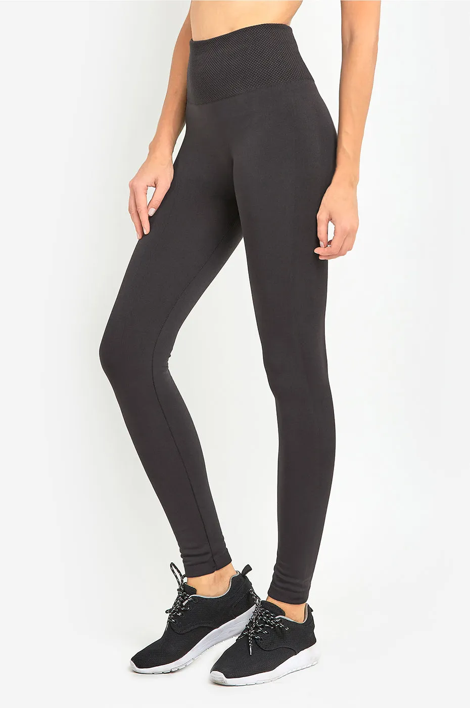 ET TU LADIES HIGH WAIST FLEECE EXTRA-WIDE BAND LEGGINGS (TX701E)