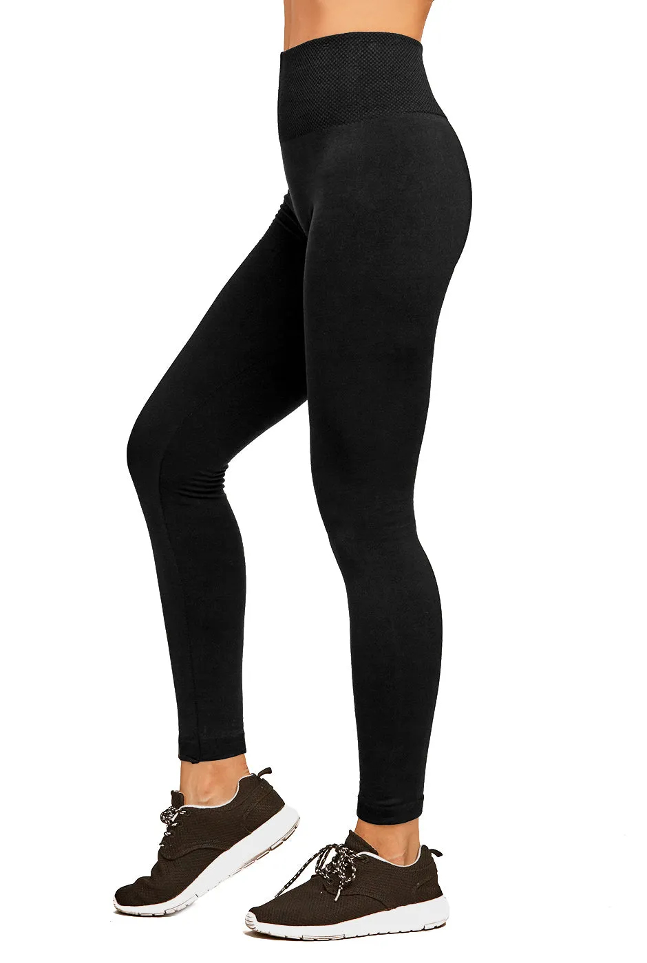 ET TU LADIES HIGH WAIST FLEECE EXTRA-WIDE BAND LEGGINGS (TX701E)