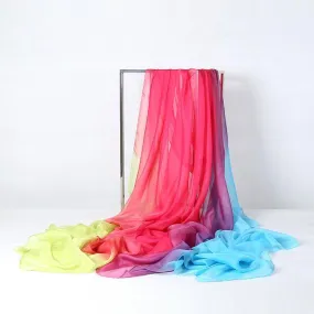 Extra Long Extra Wide Chiffon Scarf Beach Scarf Pink Purple and Blue CHD308