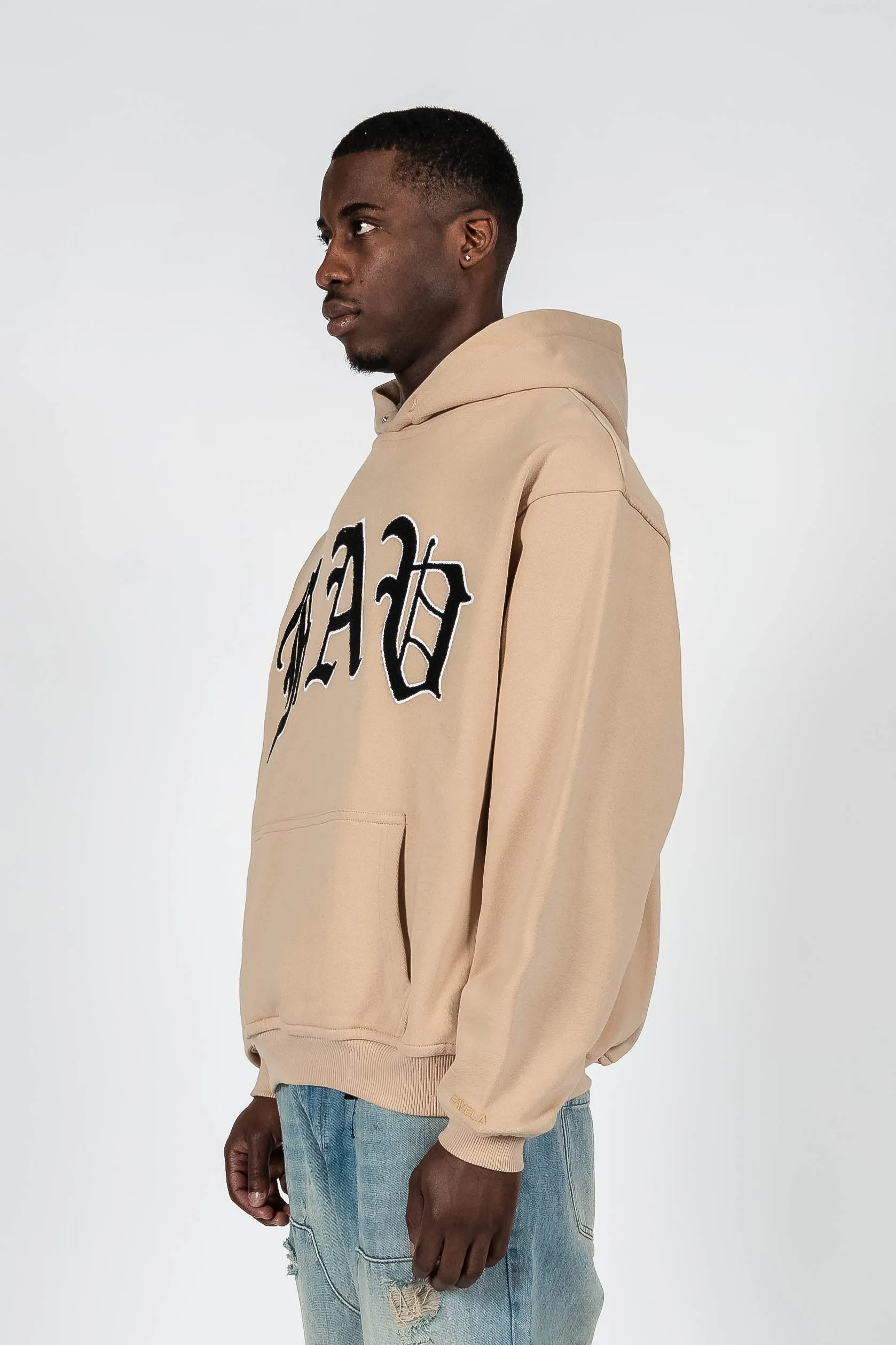 FAV FROTTEE BEIGE SNAP BUTTON HOODIE