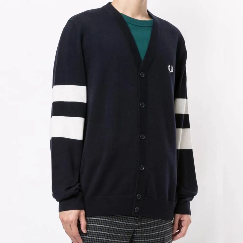 Fred Perry Tipped Sleeve Cardigan Navy