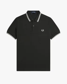 Fred Perry Twin Tipped Polo Shirt - Night Green / Snow White