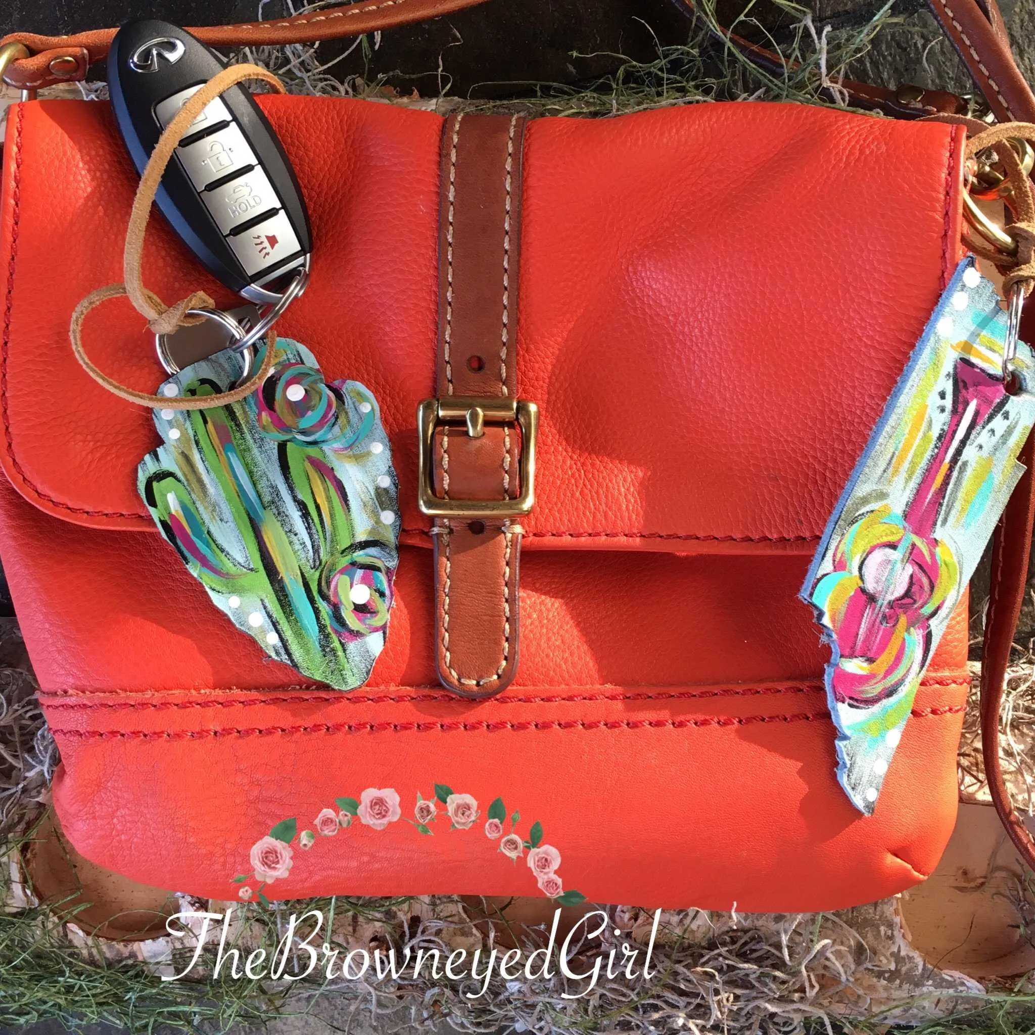 Hand Painted Leather Arrow, Tennessee Purse -Key Charm