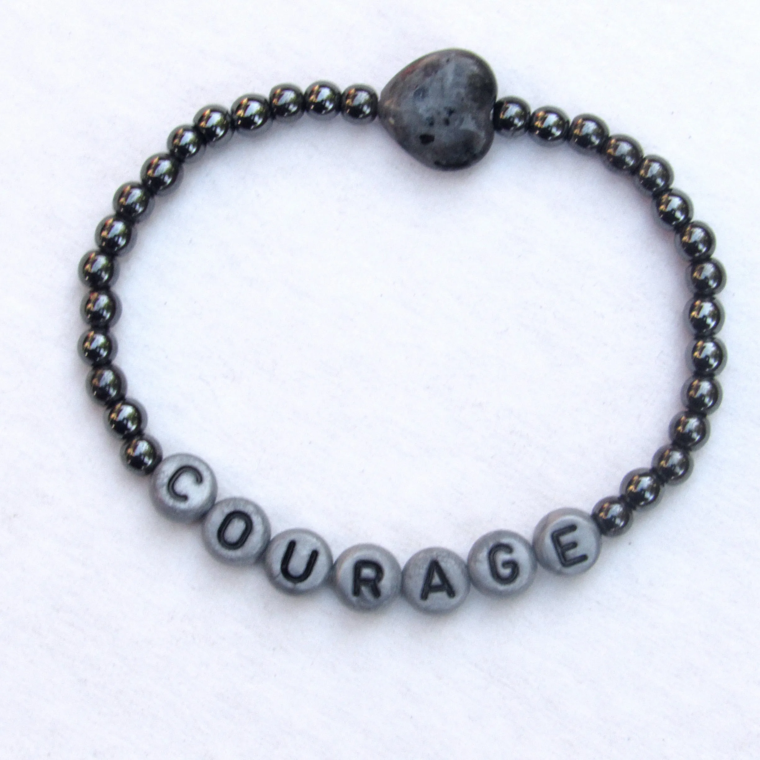 Hematite and Labradorite “Courage” Stretch Bracelet