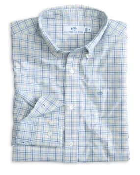 Intercoastal Falls Park Plaid Long Sleeve Sport Shirt - Coronet Blue