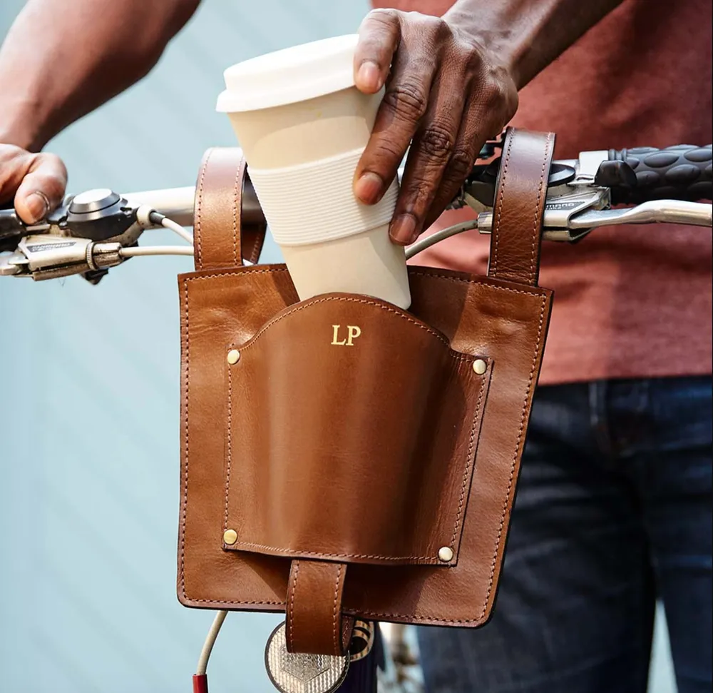 Leather Bike Coffee Cup Holder