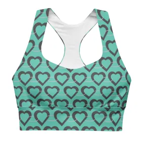 Lilly Longline sports bra, Teal Heart Chain