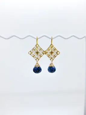 Lotus: Lapis Earrings - e648