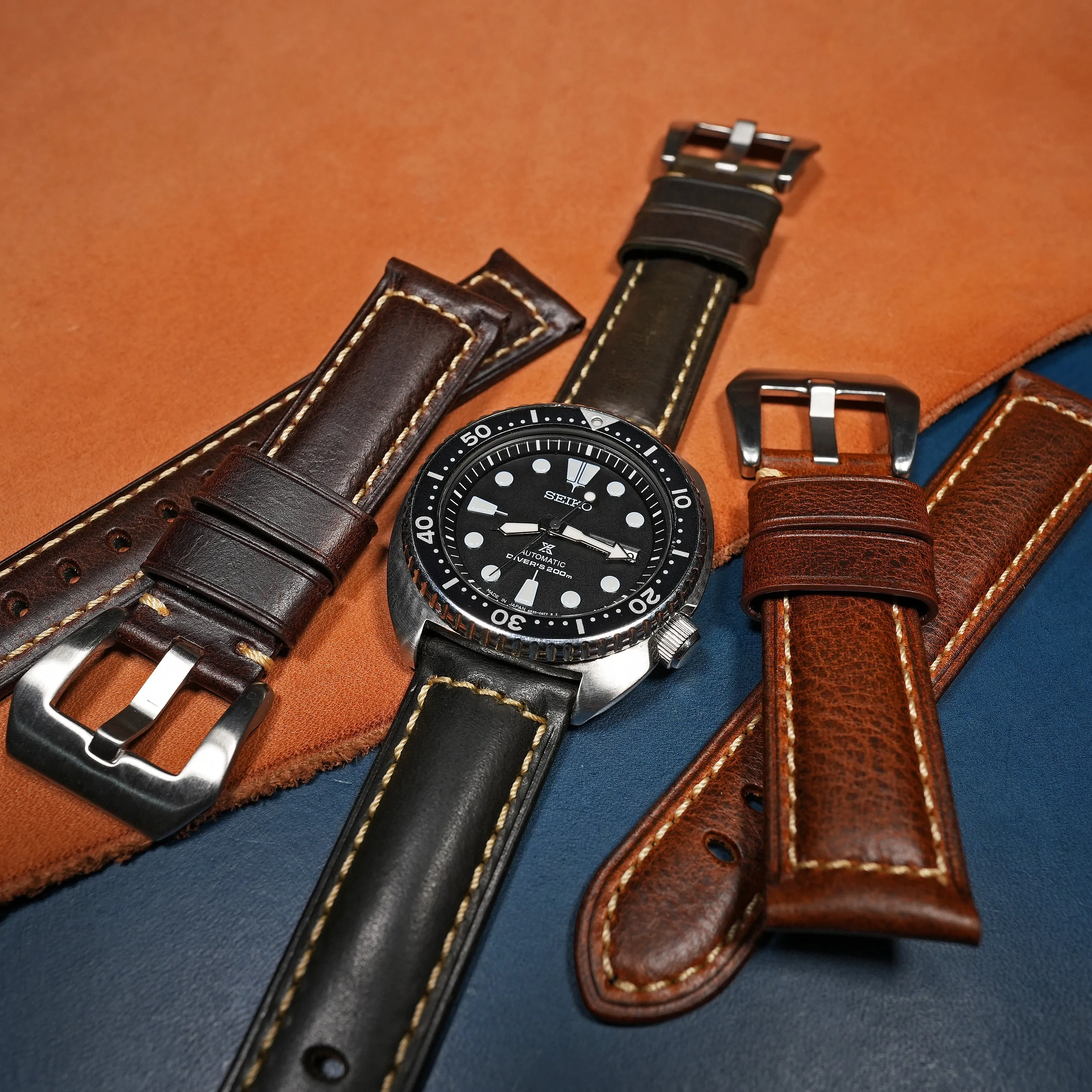 M2 Oil Waxed Leather Watch Strap in Olive