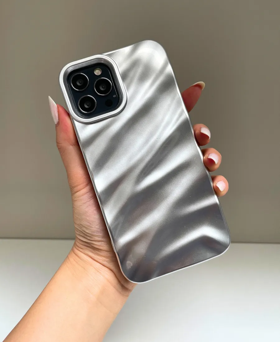 Matte Silver Ripple Phone Case