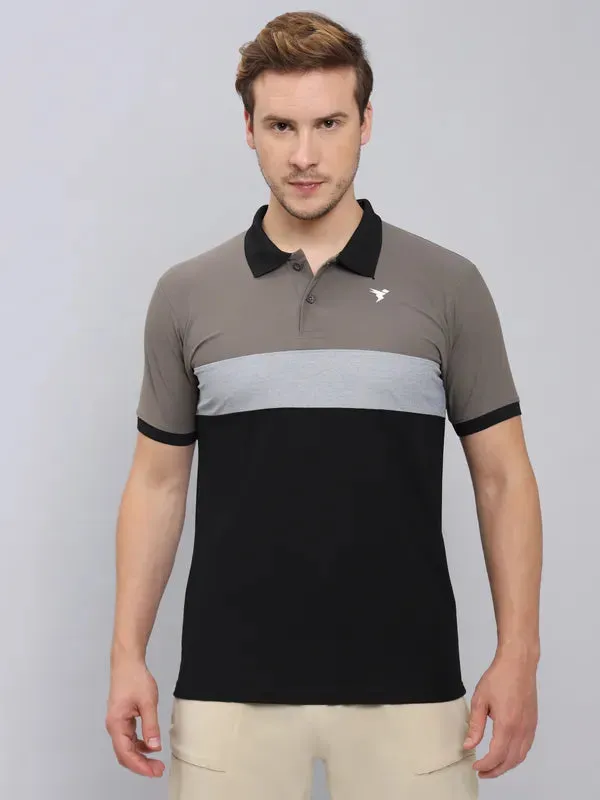 Men Colorblock Slim Fit Polo T-shirt with MATPIQ