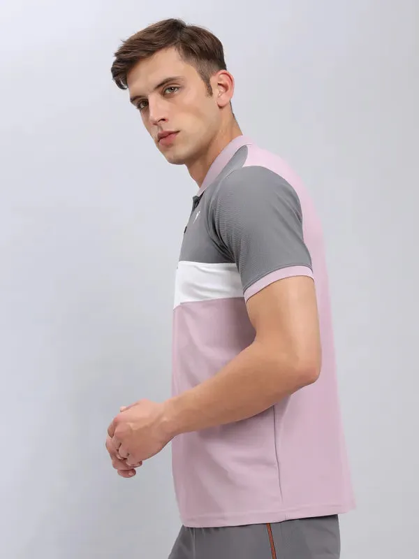 Men Colorblock Slim Fit Polo T-shirt with MATPIQ