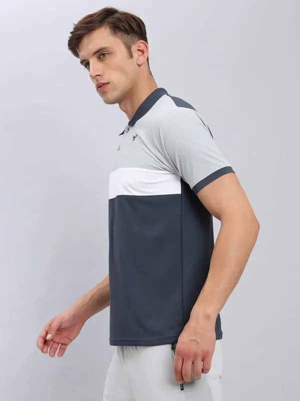 Men Colorblock Slim Fit Polo T-shirt with MATPIQ