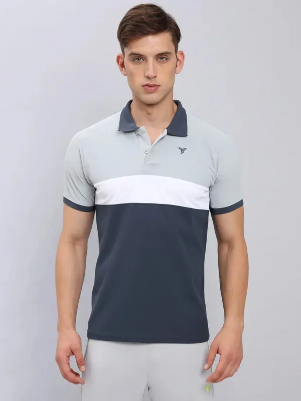 Men Colorblock Slim Fit Polo T-shirt with MATPIQ