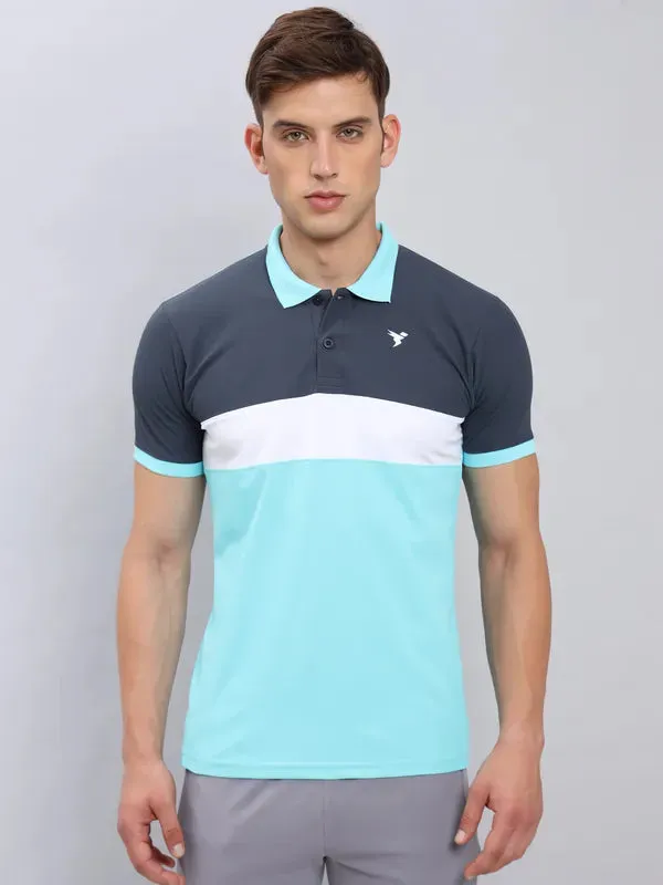 Men Colorblock Slim Fit Polo T-shirt with MATPIQ