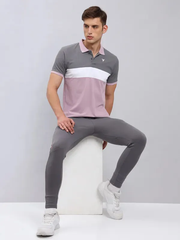 Men Colorblock Slim Fit Polo T-shirt with MATPIQ